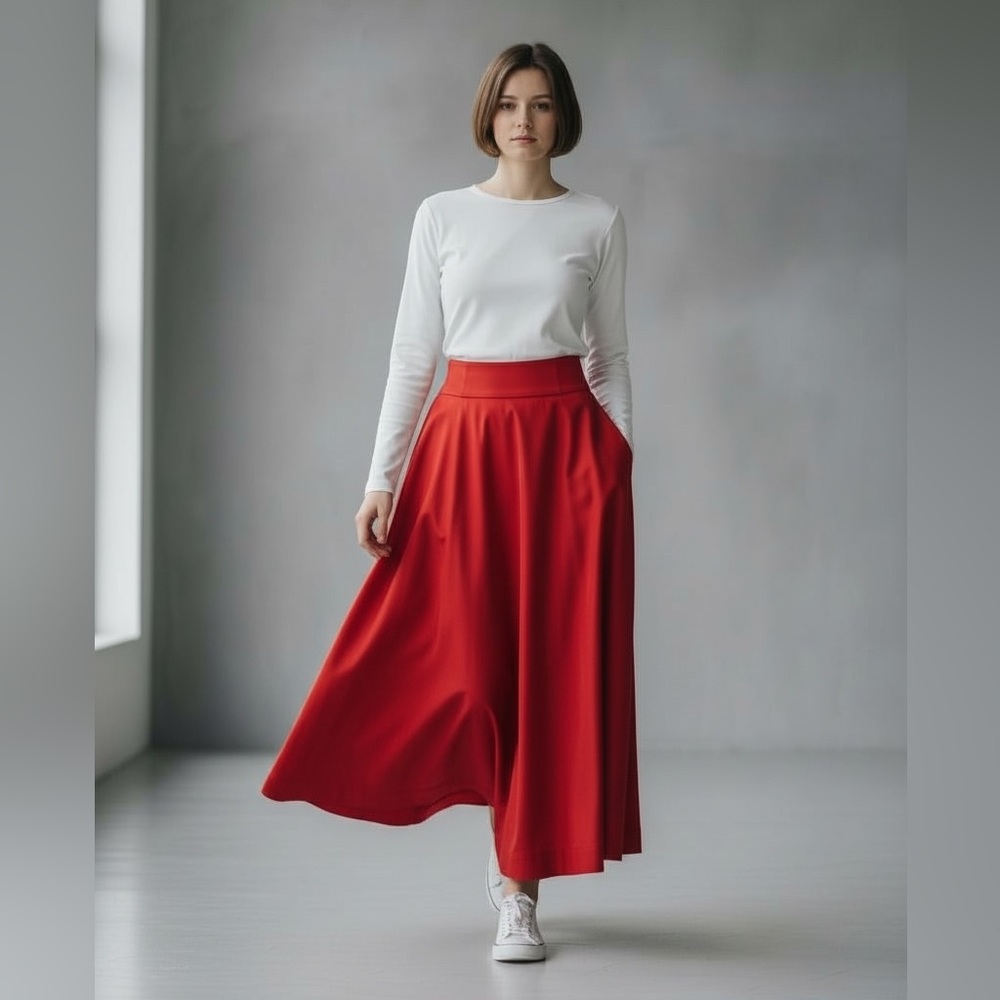 Nocturne Red Maxi Skirt